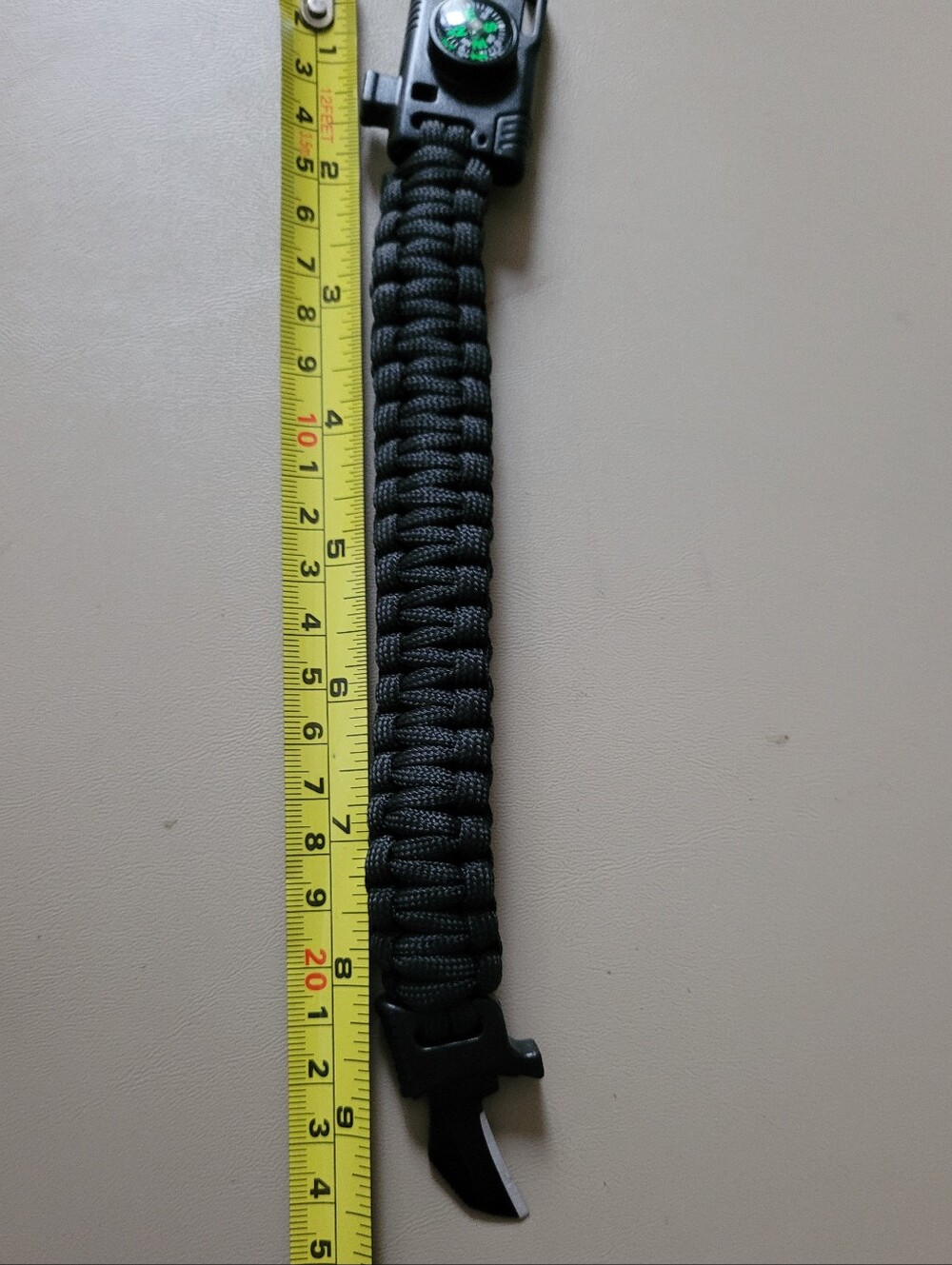 Black Paracord Survival Bracelet with Compass - Picture 5 of 8